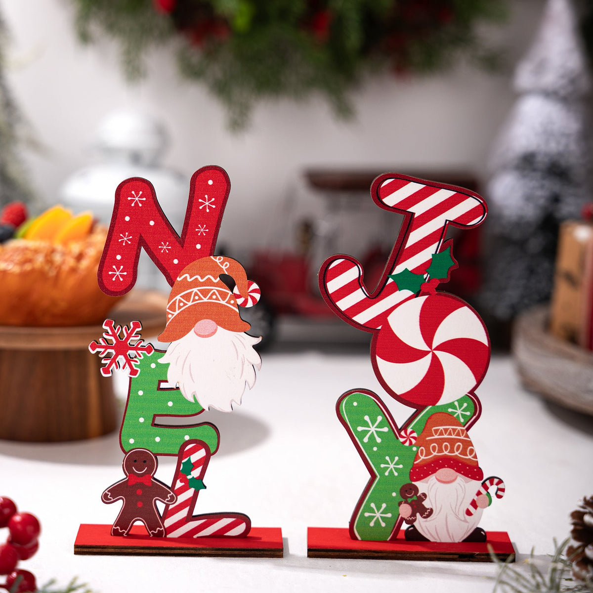 Wooden Christmas Ornament for Playful Tabletop Charm