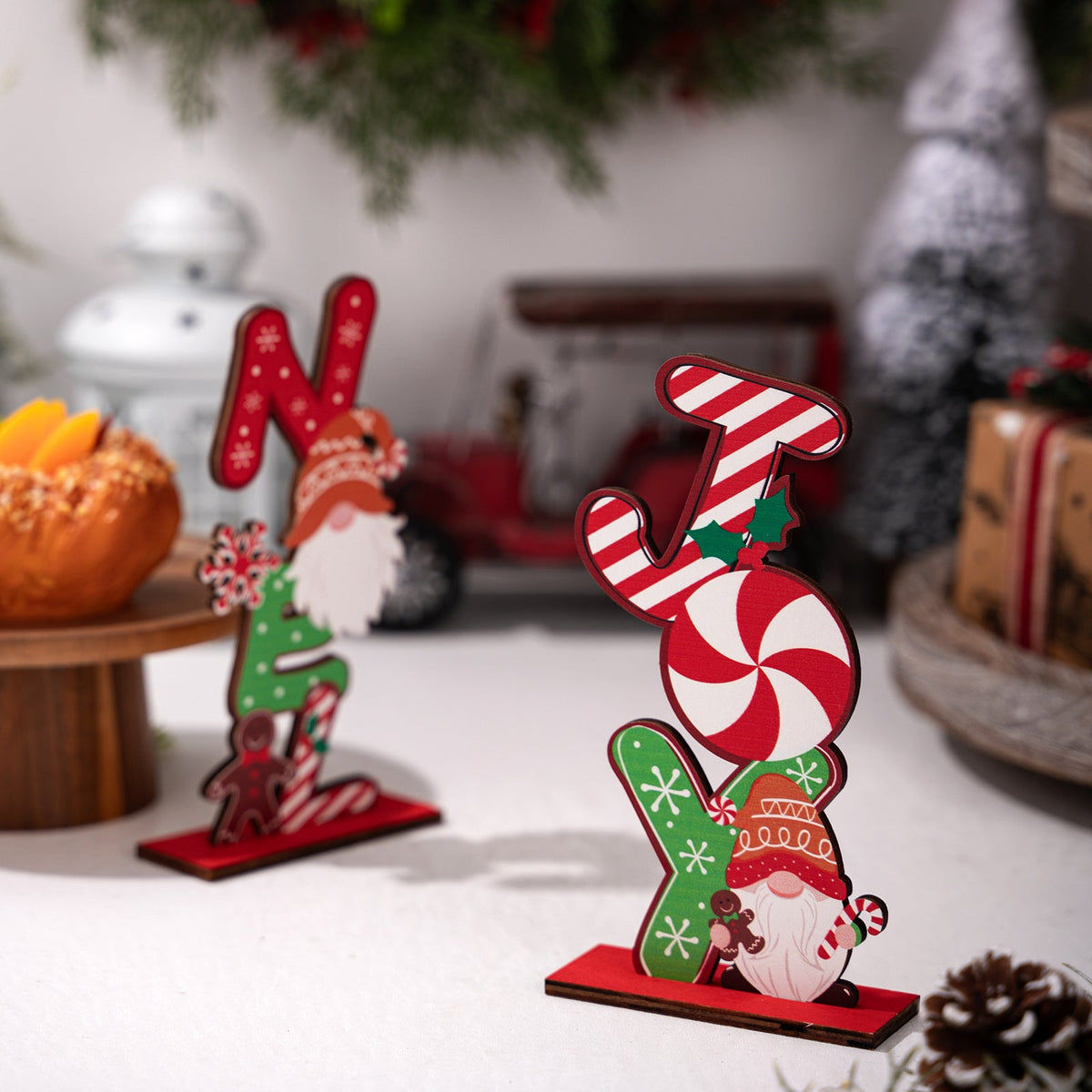 Wooden Christmas Ornament for Playful Tabletop Charm