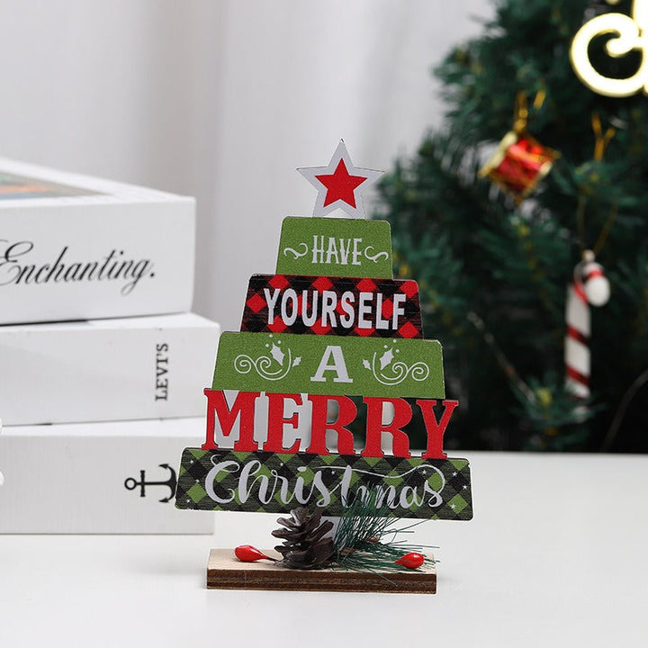 Wooden Christmas Tree Decorations for Rustic Tabletop