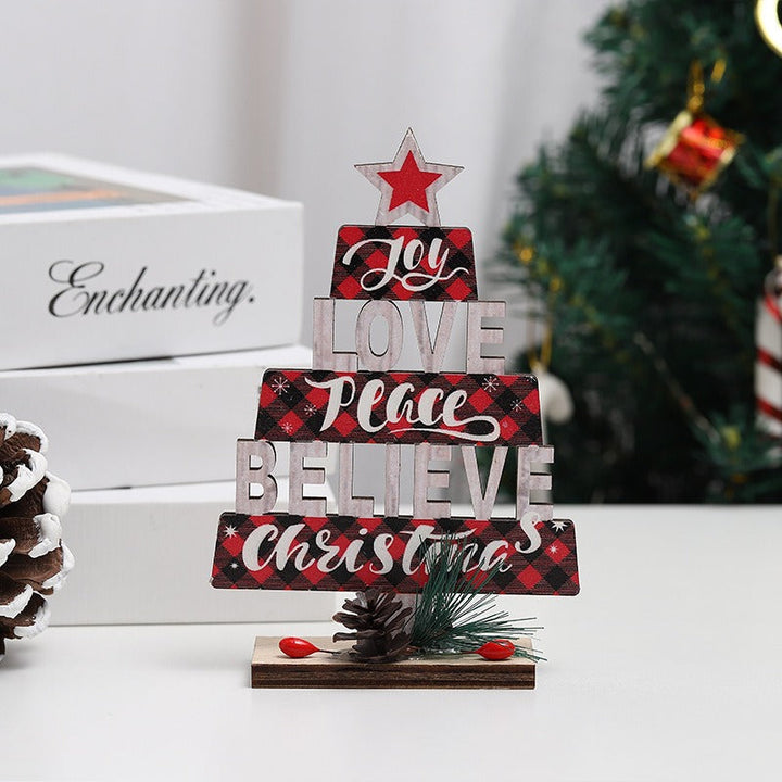 Wooden Christmas Tree Decorations for Rustic Tabletop