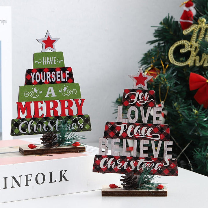 Wooden Christmas Tree Decorations for Rustic Tabletop
