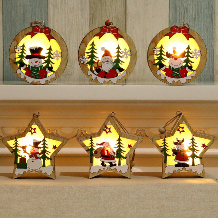 Wooden Christmas Ornaments With Warm Luminous Glow
