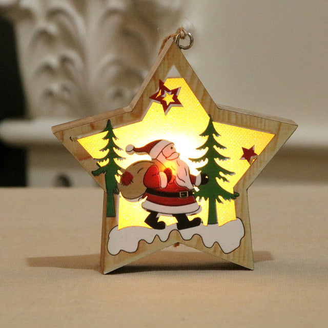 Wooden Christmas Ornaments With Warm Luminous Glow