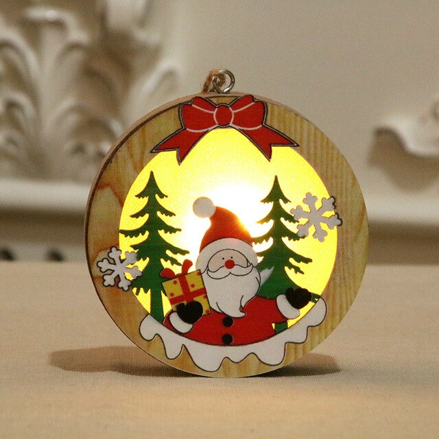 Wooden Christmas Ornaments With Warm Luminous Glow