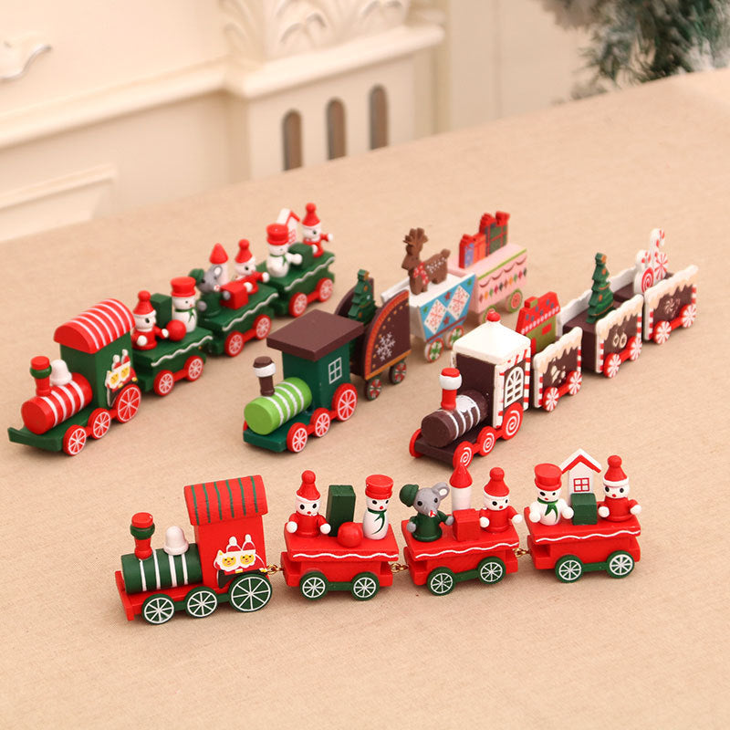 Wooden Christmas Train Decorations for Festive Displays