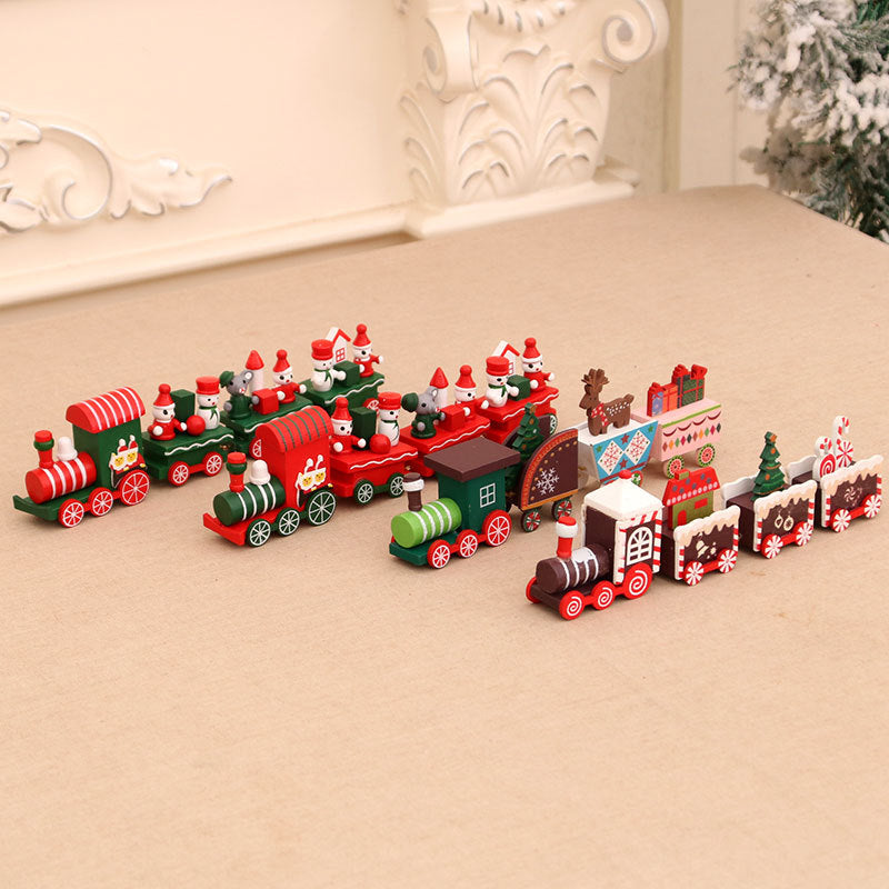 Wooden Christmas Train Decorations for Festive Displays