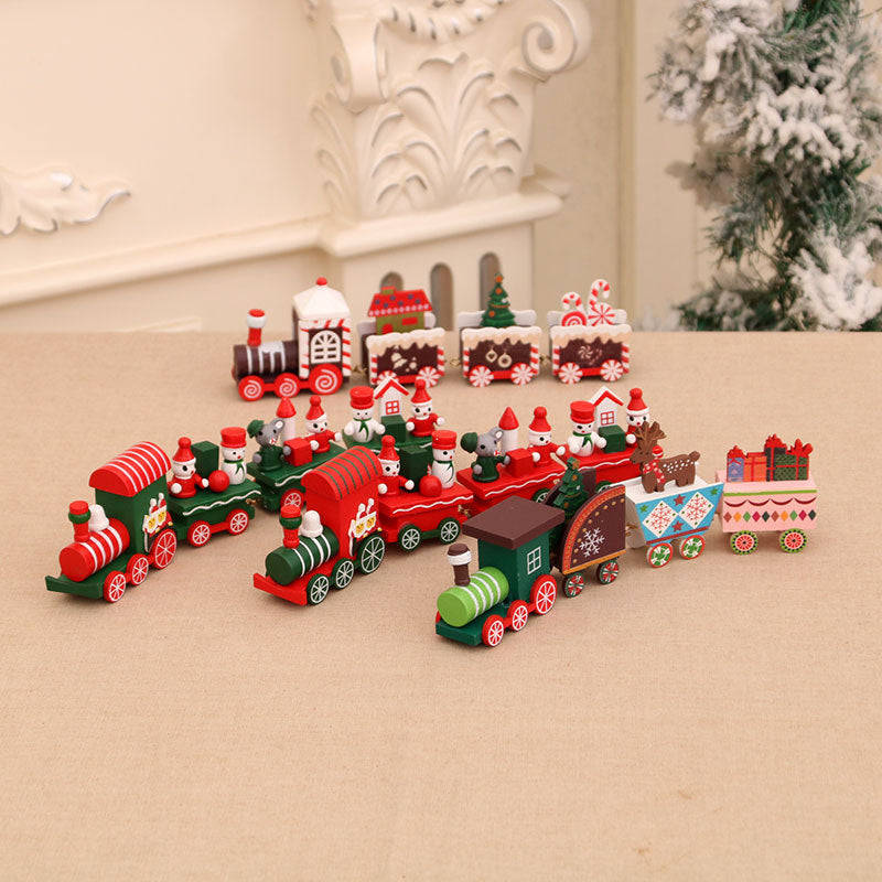 Wooden Christmas Train Decorations for Festive Displays