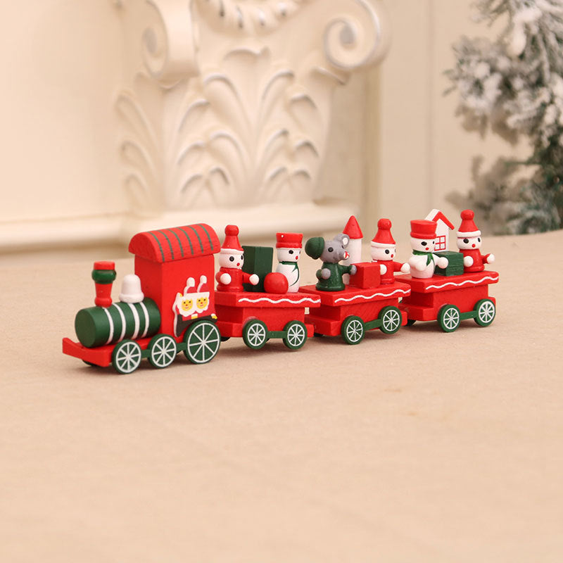 Wooden Christmas Train Decorations for Festive Displays