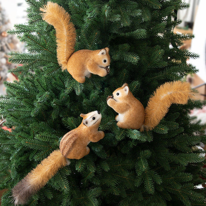 Plush Squirrel Christmas Ornament with Fluffy Tail