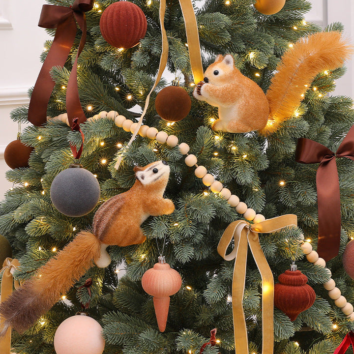 Plush Squirrel Christmas Ornament with Fluffy Tail