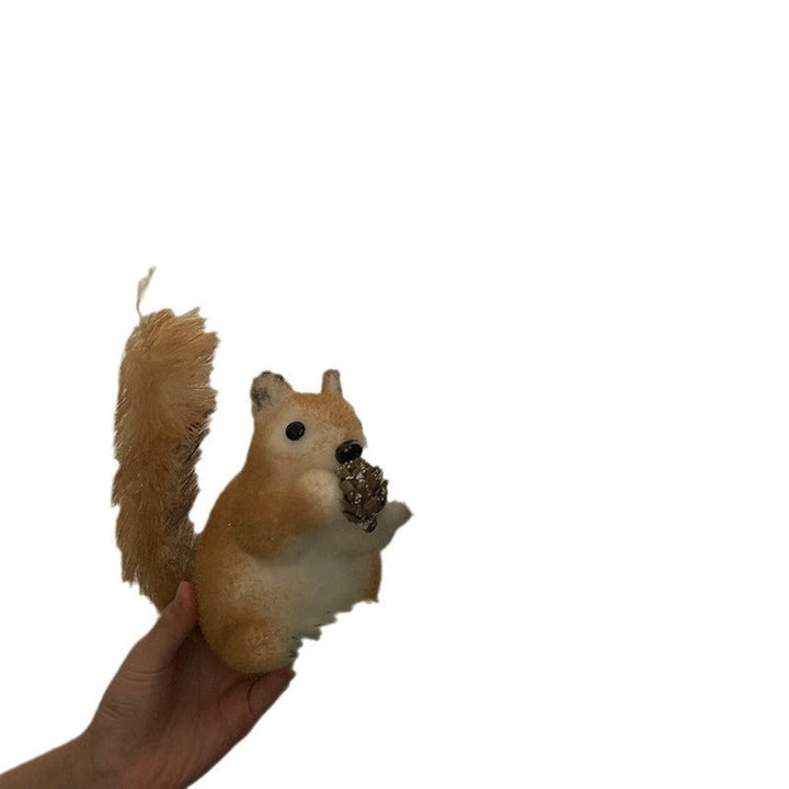 Plush Squirrel Christmas Ornament with Fluffy Tail