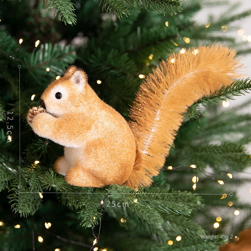 Plush Squirrel Christmas Ornament with Fluffy Tail