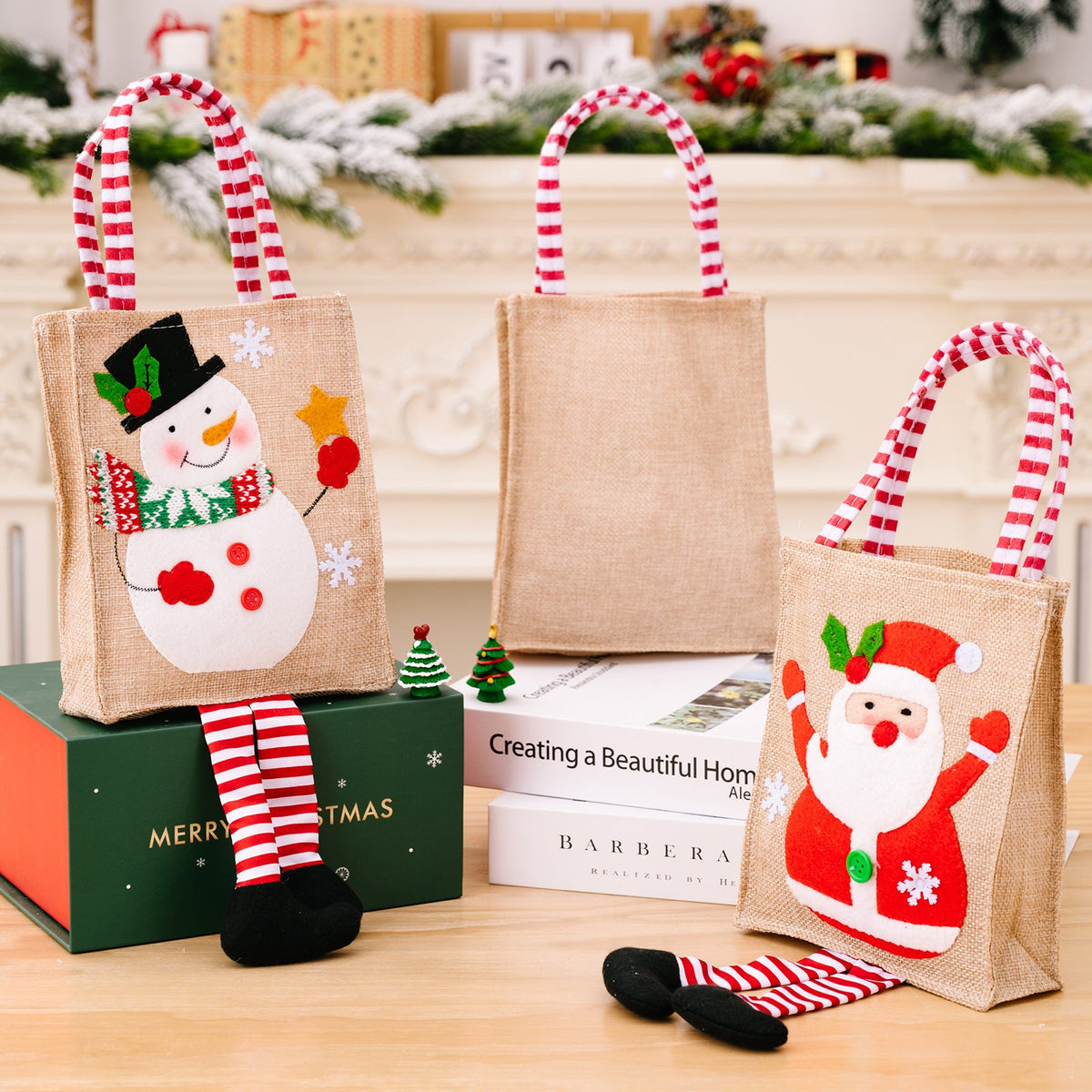 Christmas Gift Tote Bags for Kids, Reusable Holiday Decor