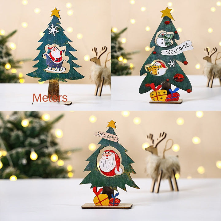 Mini Wooden Christmas Tree Decor for Small Spaces