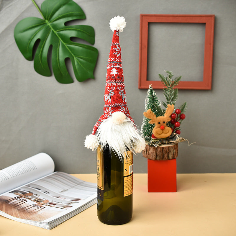 Knitted Christmas Bottle Cover for Festive Gifting