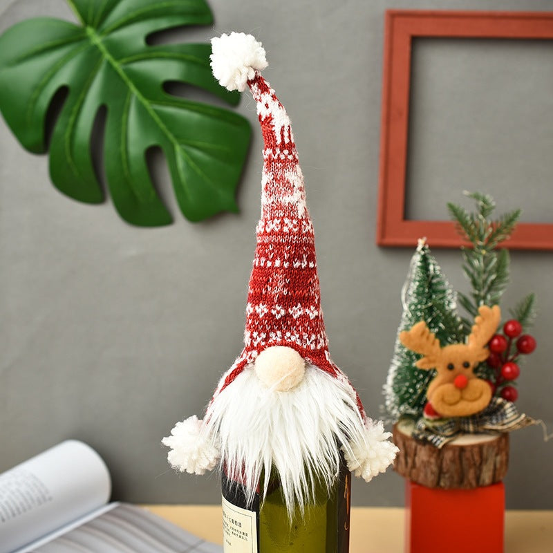 Knitted Christmas Bottle Cover for Festive Gifting