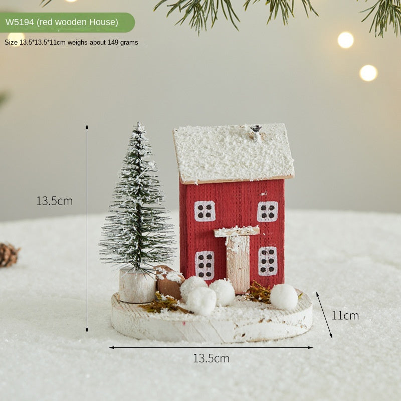 Mini Wooden Christmas Village Decor for Cozy Tables