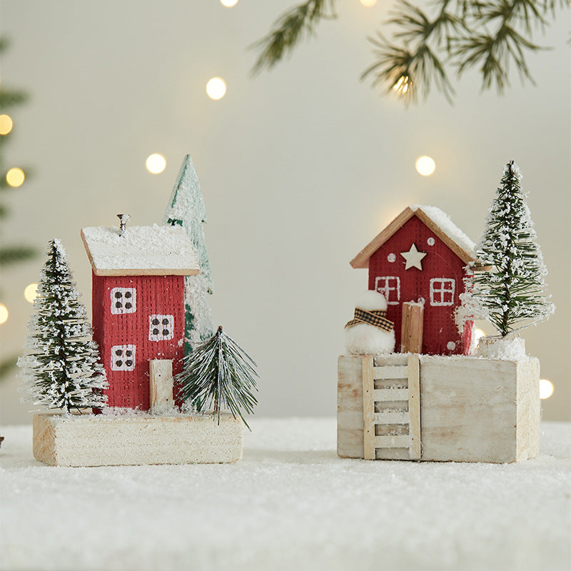 Mini Wooden Christmas Village Decor for Cozy Tables