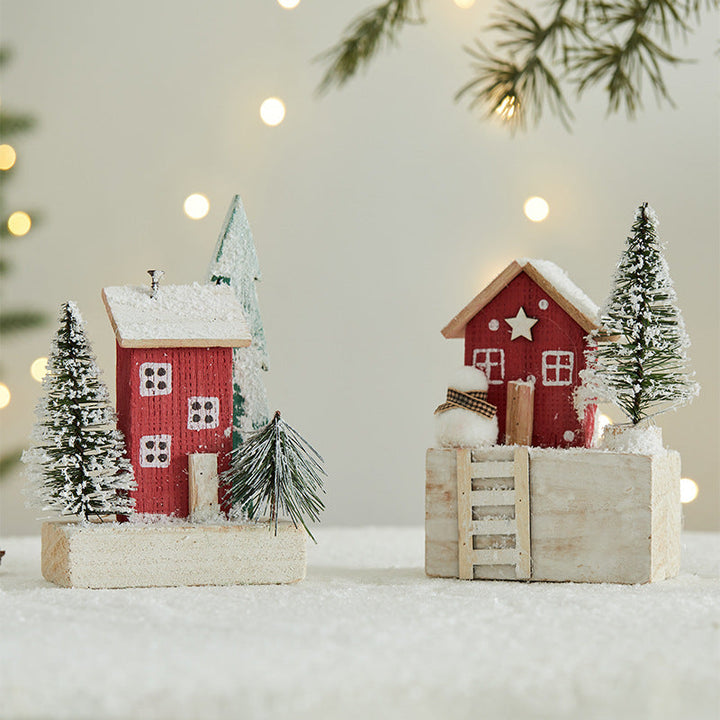 Mini Wooden Christmas Village Decor for Cozy Tables