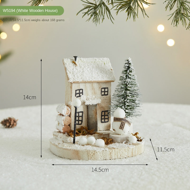 Mini Wooden Christmas Village Decor for Cozy Tables