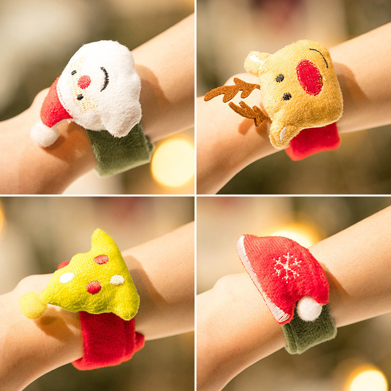Christmas Plush Slap Bracelets for Festive Kids’ Fun