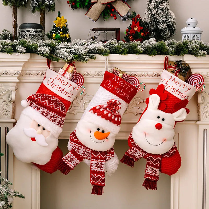 Christmas Character Stocking Gift Bag For Mantel Decor