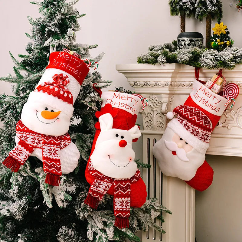 Christmas Character Stocking Gift Bag For Mantel Decor