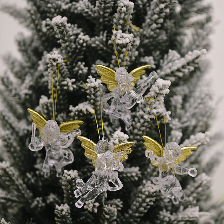 Transparent Angel Christmas Tree Ornaments | Gold Wings
