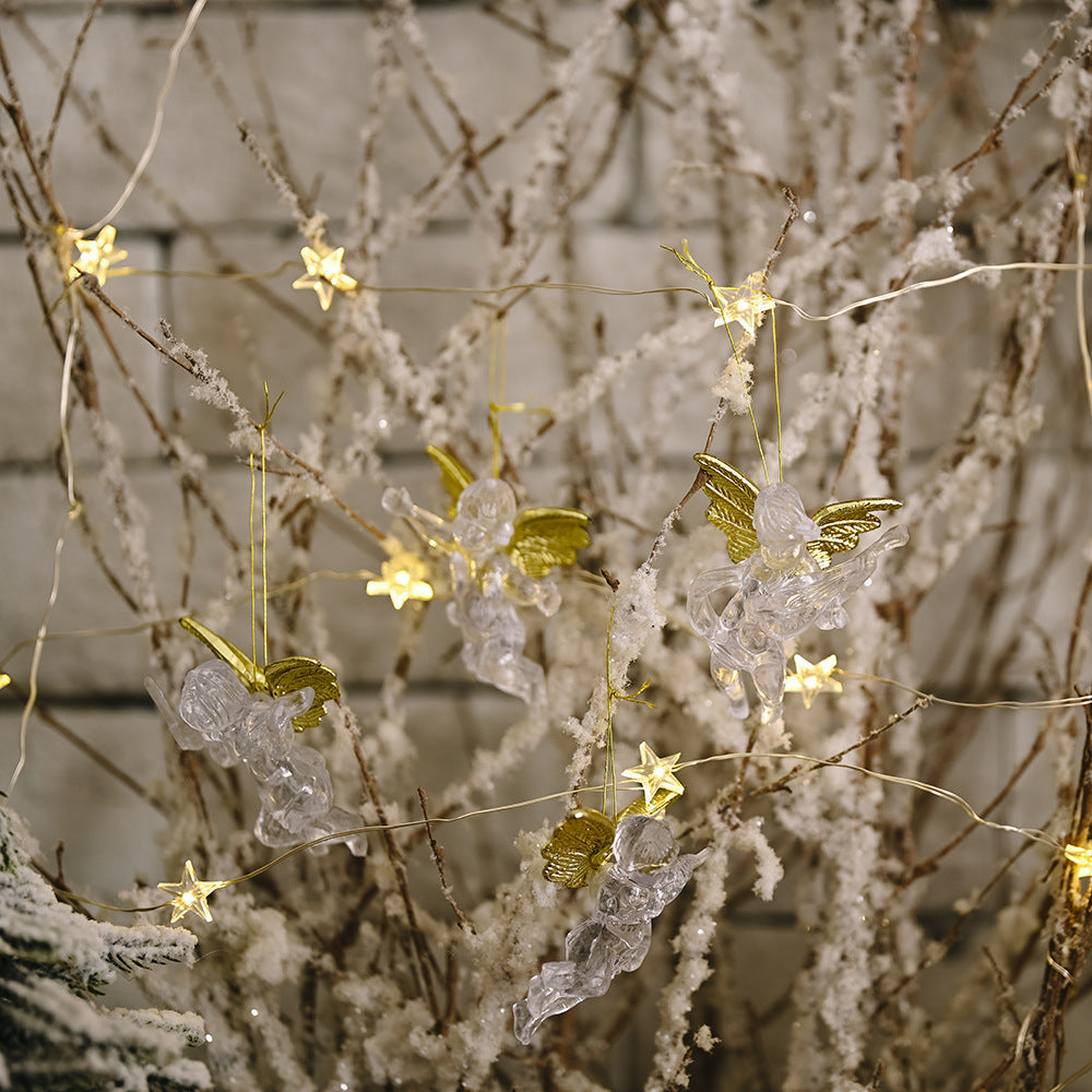 Transparent Angel Christmas Tree Ornaments | Gold Wings