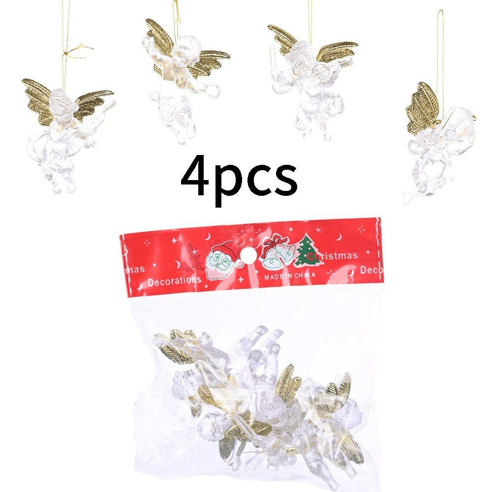 Transparent Angel Christmas Tree Ornaments | Gold Wings