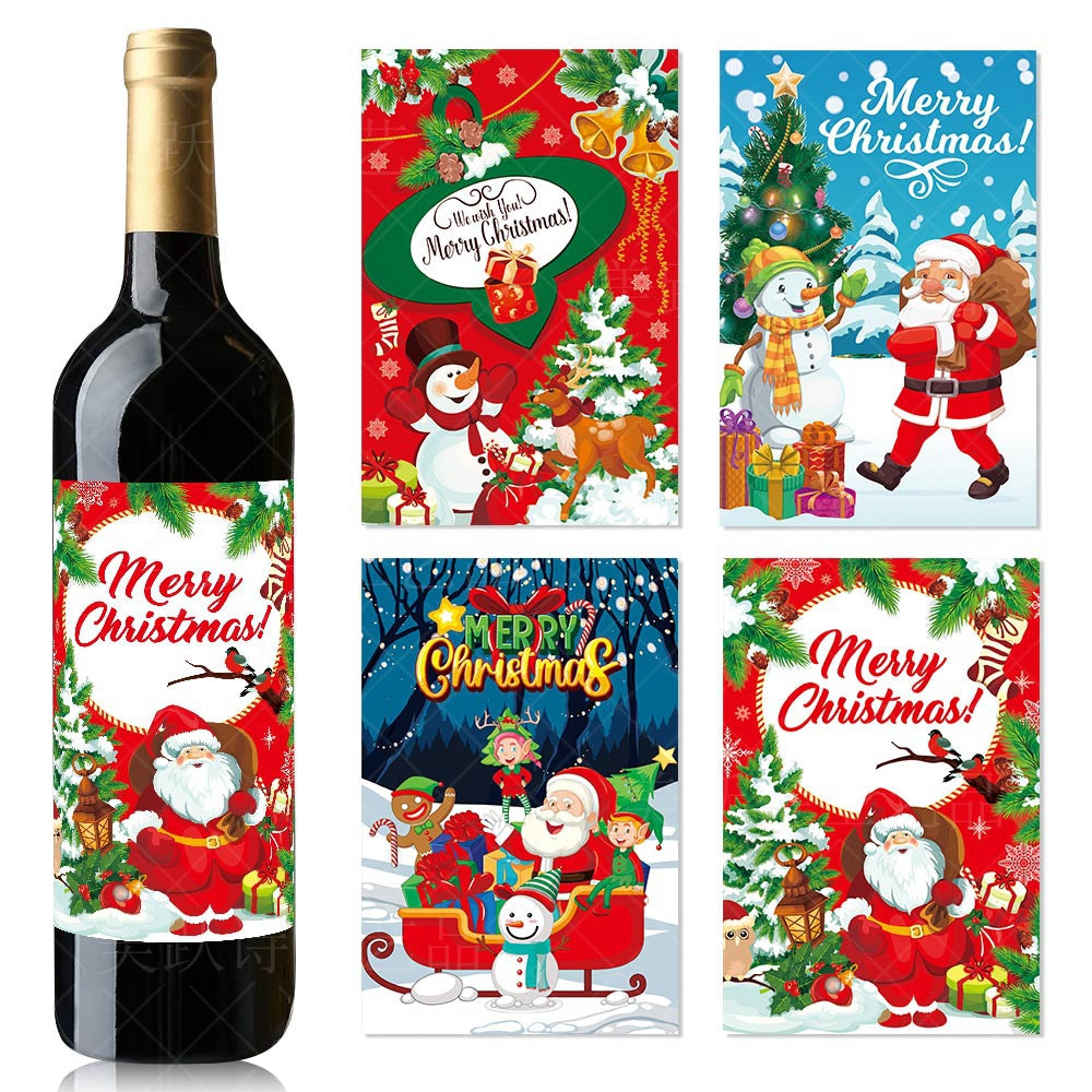 Christmas Wine Bottle Stickers for Festive Holiday Gifts