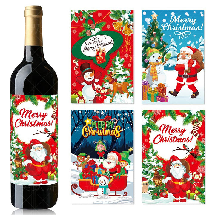 Christmas Wine Bottle Stickers for Festive Holiday Gifts