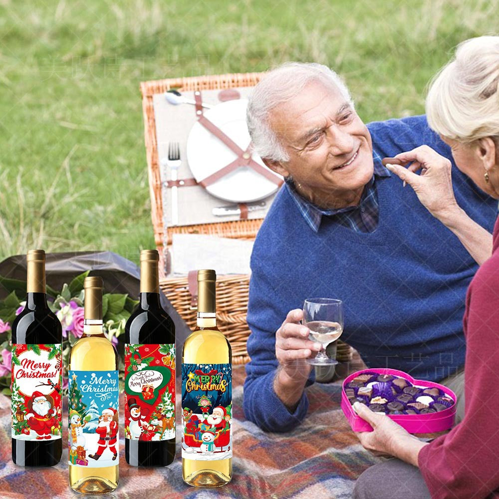 Christmas Wine Bottle Stickers for Festive Holiday Gifts