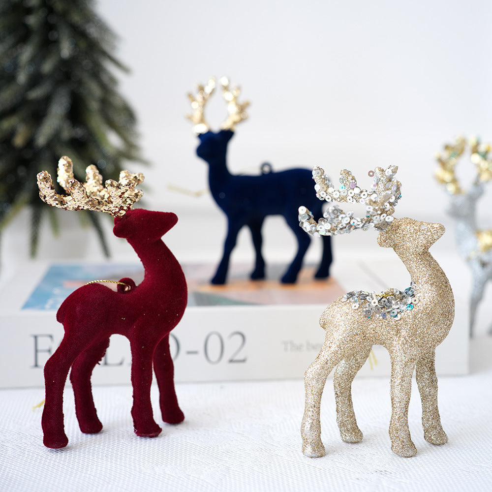 Sparkling Plush Reindeer Christmas Tree Ornament Decor