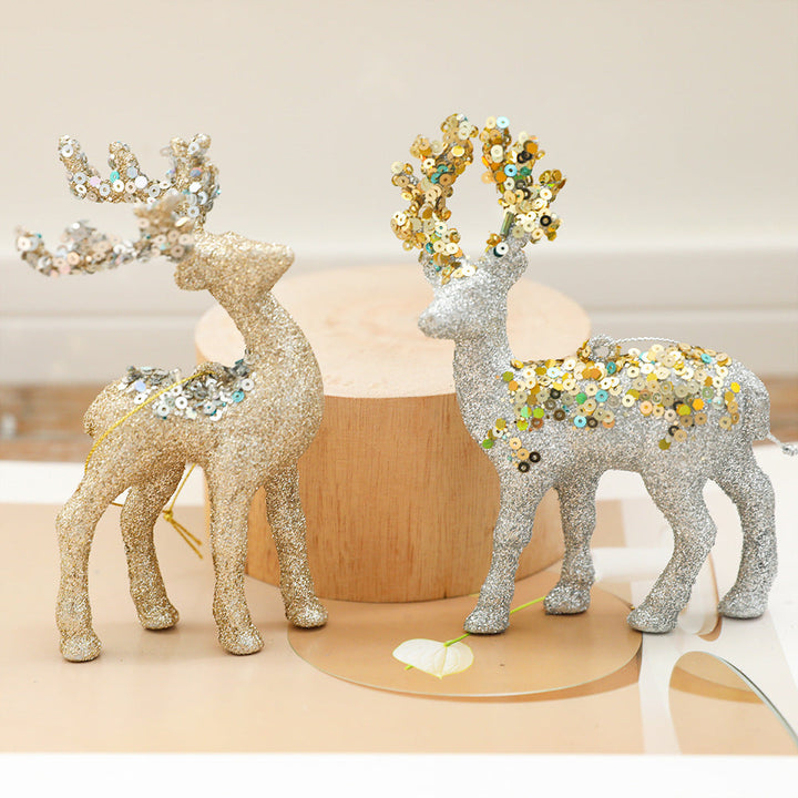 Sparkling Plush Reindeer Christmas Tree Ornament Decor