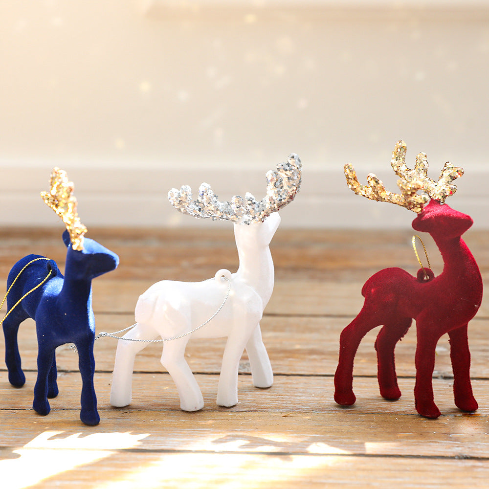 Sparkling Plush Reindeer Christmas Tree Ornament Decor