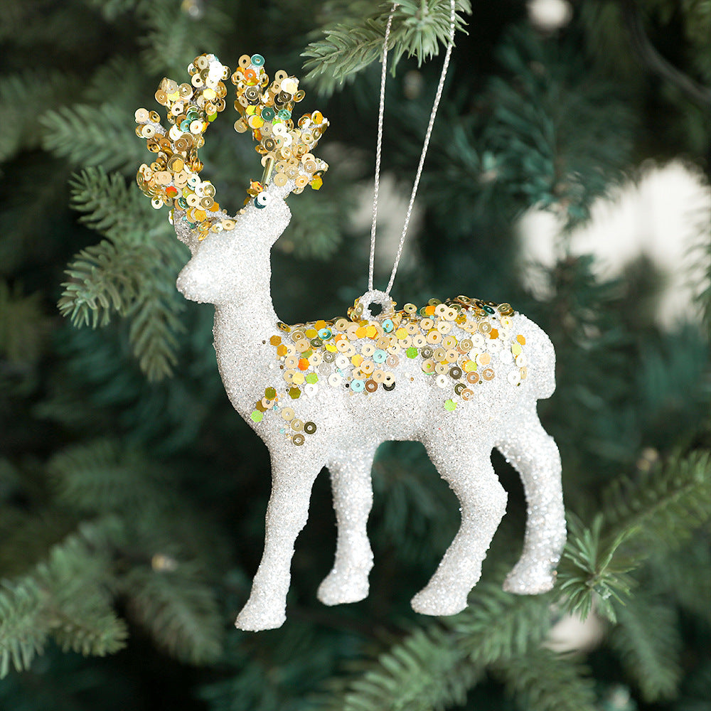 Sparkling Plush Reindeer Christmas Tree Ornament Decor