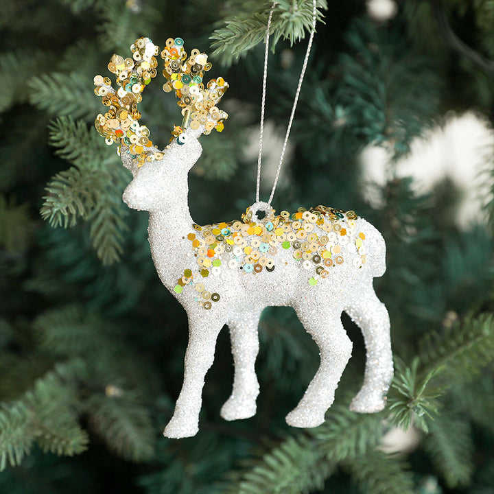 Sparkling Plush Reindeer Christmas Tree Ornament Decor