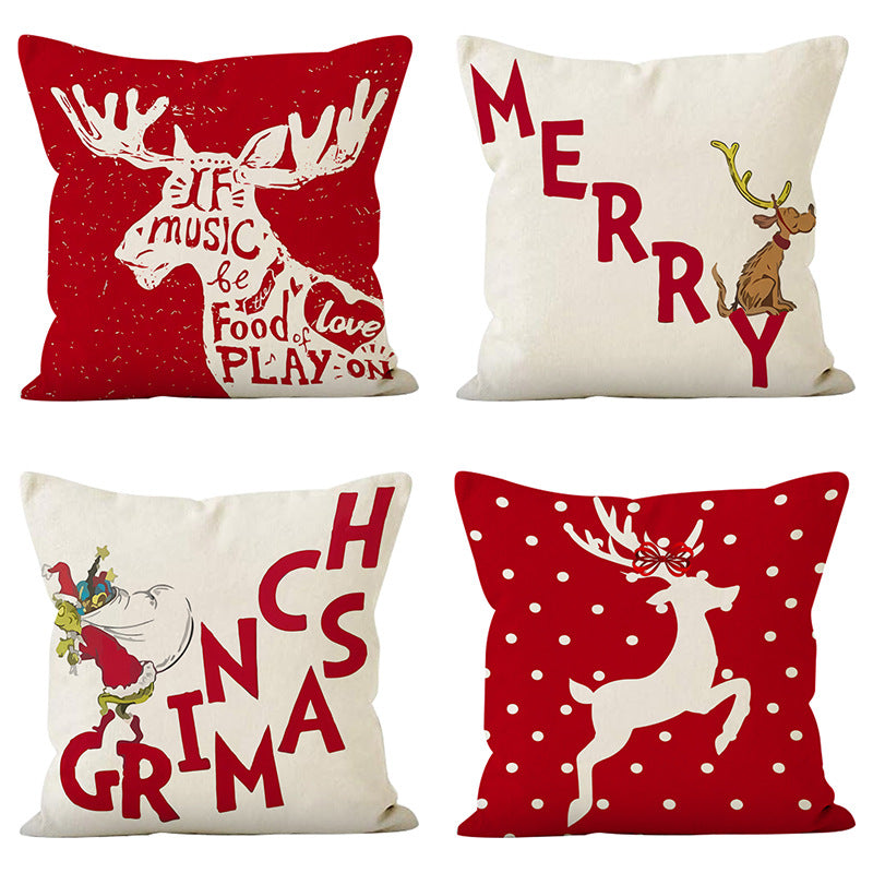 Christmas Pillow Covers – Festive Deer Sofa Decor