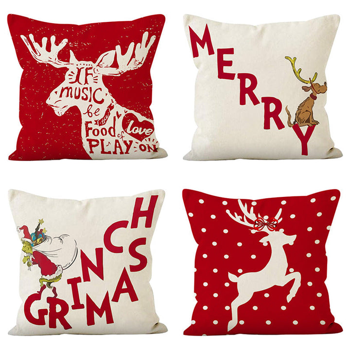 Christmas Pillow Covers – Festive Deer Sofa Decor