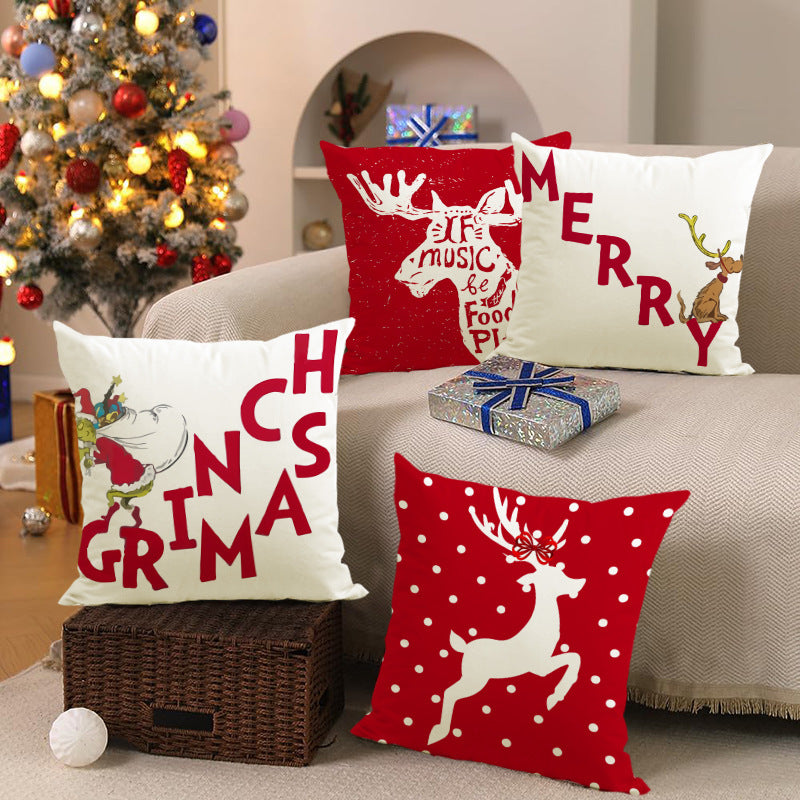 Christmas Pillow Covers – Festive Deer Sofa Decor