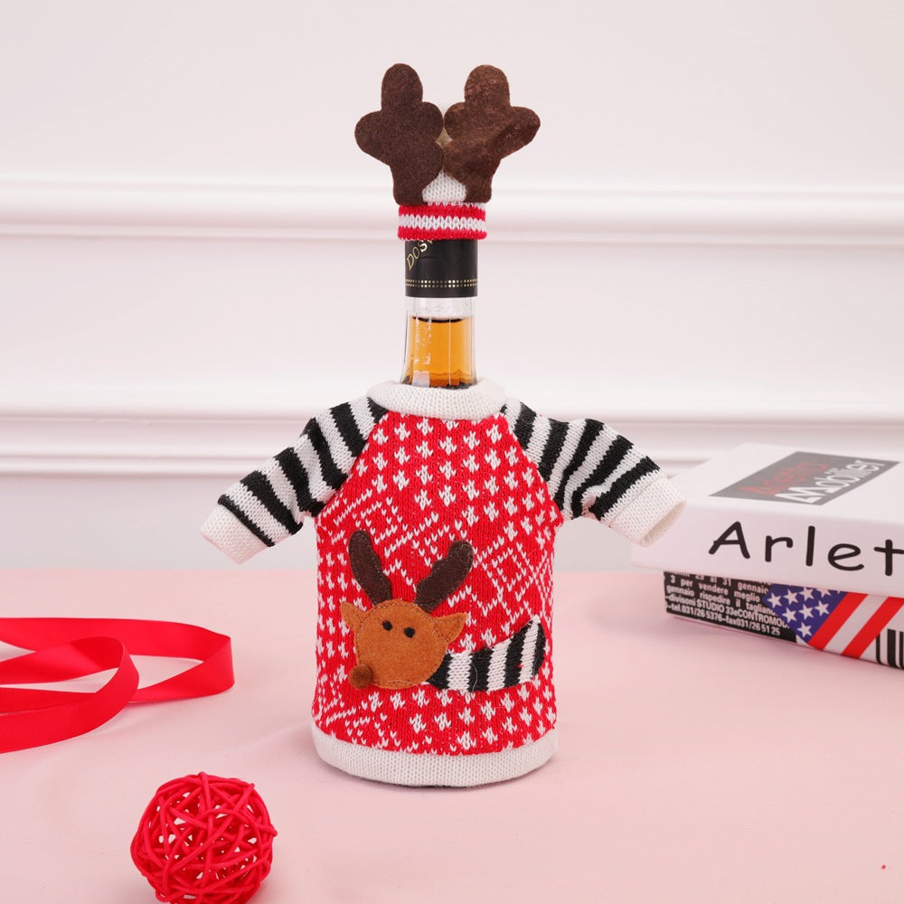 Christmas Wine Bottle Sweater Reindeer Centerpiece
