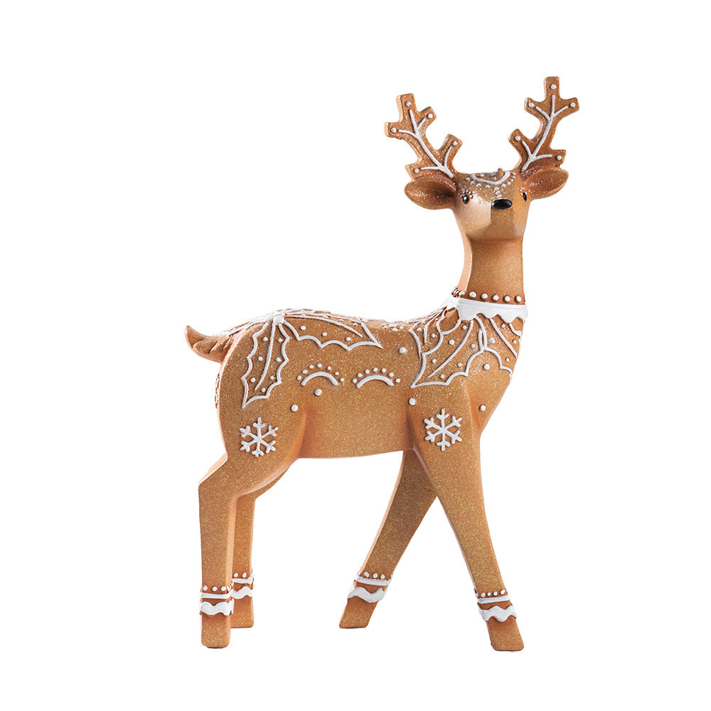 Christmas Resin Reindeer Decor Pair for Rustic Mantels
