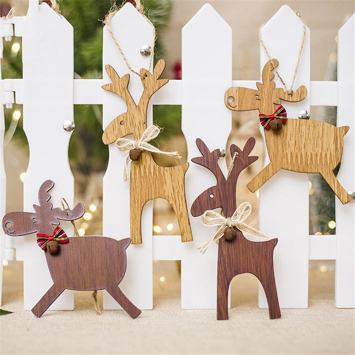 Wooden Deer Christmas Ornaments for Rustic Holiday Trees