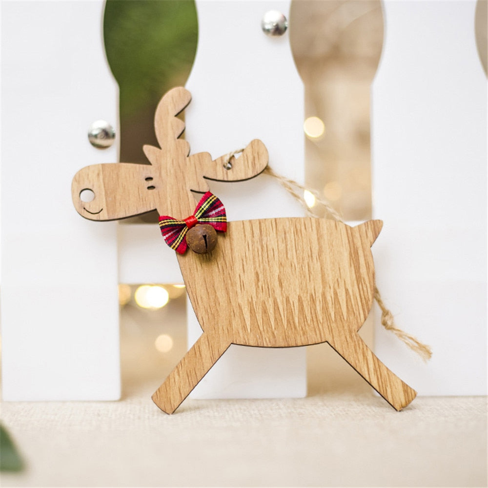 Wooden Deer Christmas Ornaments for Rustic Holiday Trees