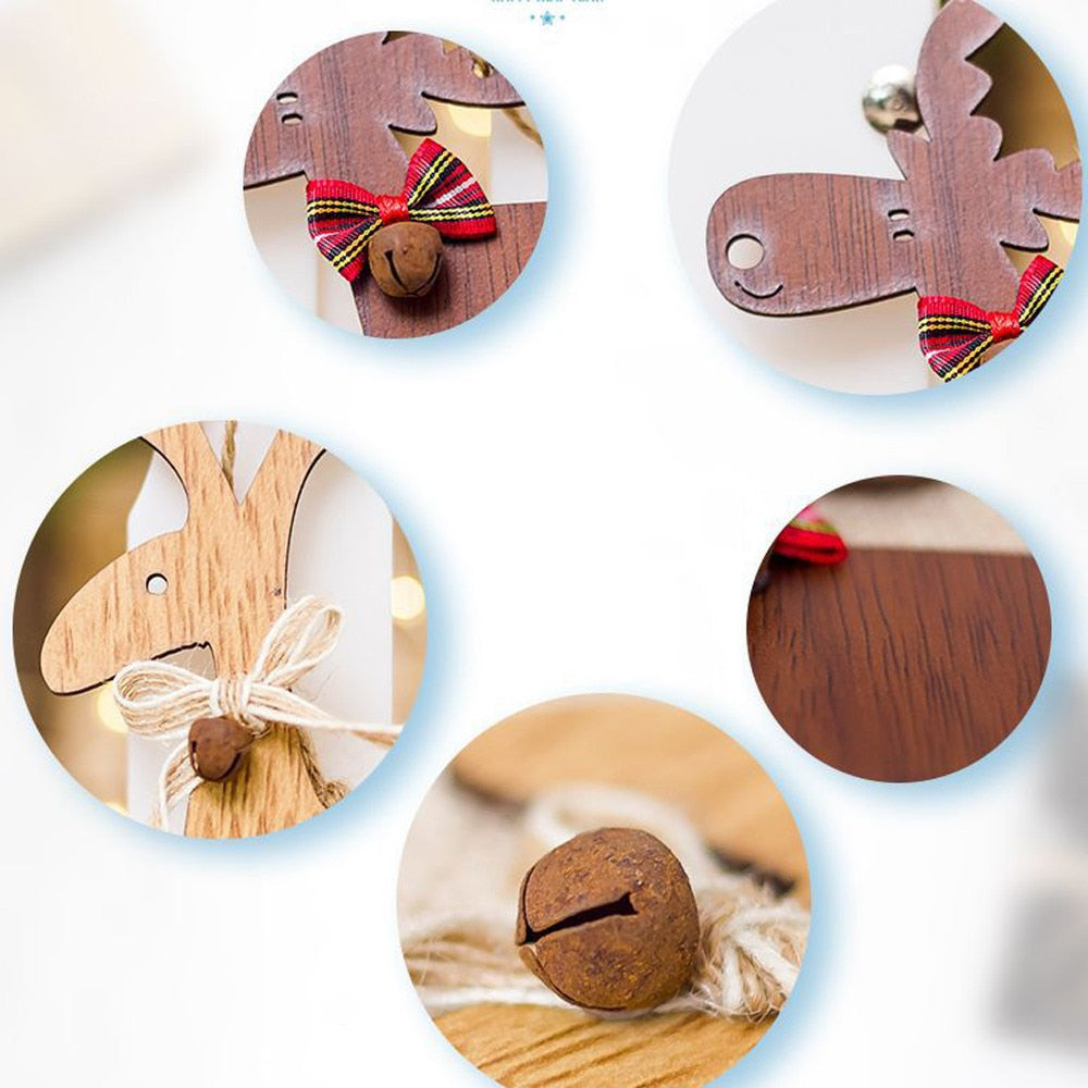 Wooden Deer Christmas Ornaments for Rustic Holiday Trees