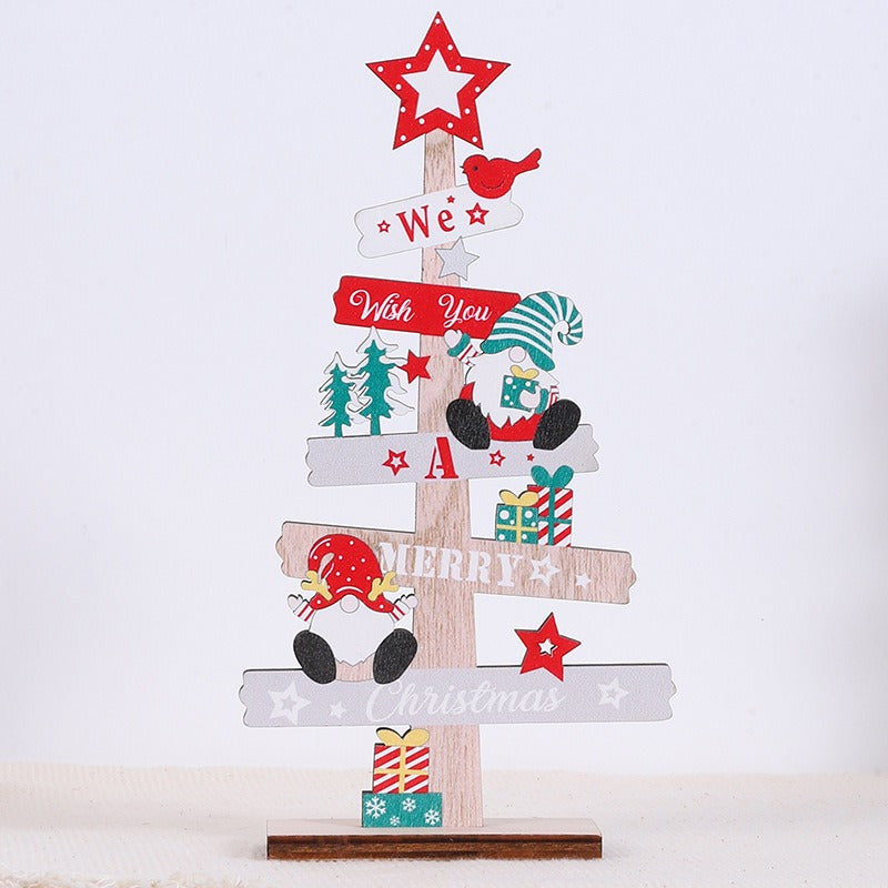 Christmas Wooden Tabletop Tree Centerpiece Decoration