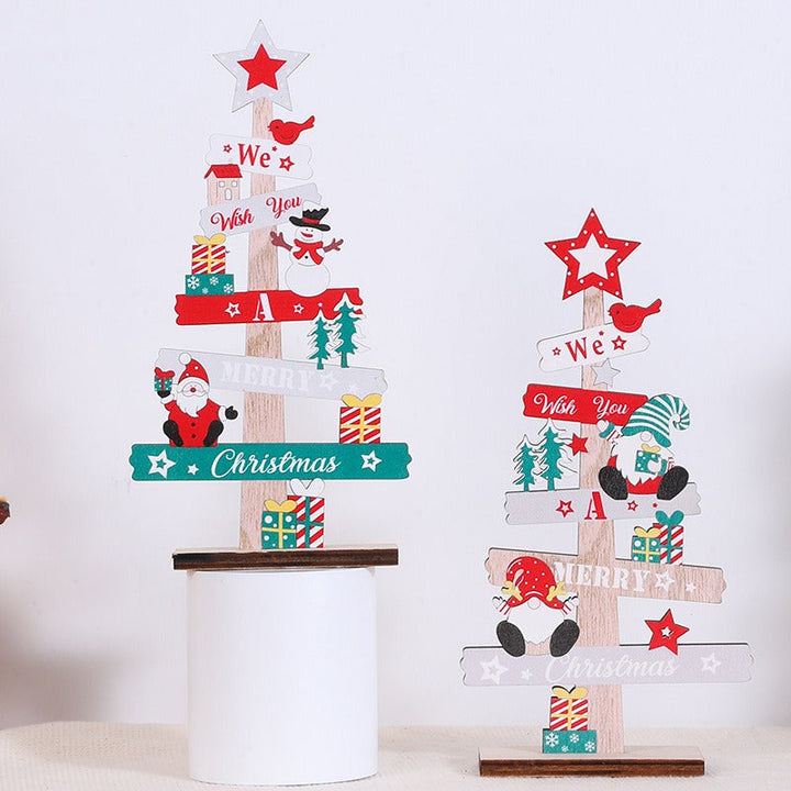 Christmas Wooden Tabletop Tree Centerpiece Decoration