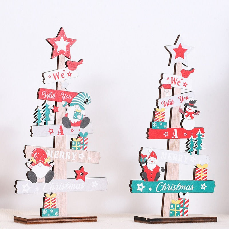 Christmas Wooden Tabletop Tree Centerpiece Decoration