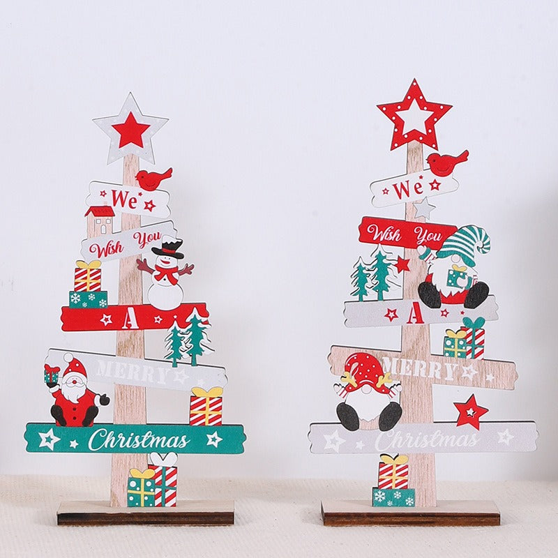 Christmas Wooden Tabletop Tree Centerpiece Decoration